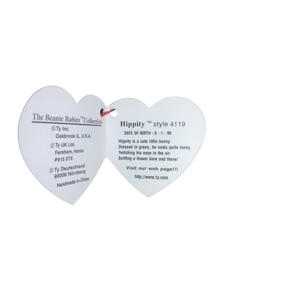 Ty Beanie Baby Hippity the Bunny Rabbit 1996 - Picture 8 of 11